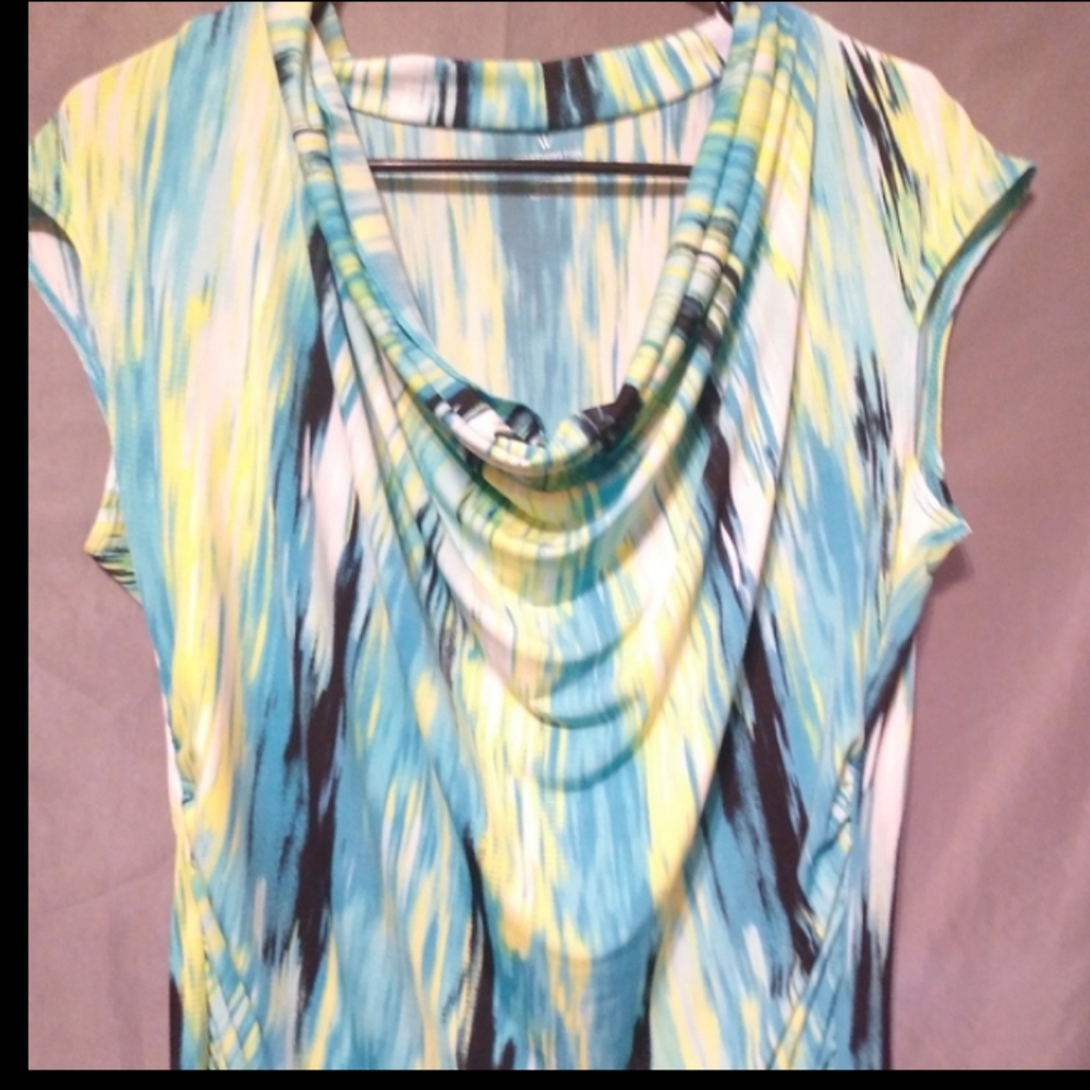 Worthington  sleeveless shirt size petite blue and green lightweight blouse